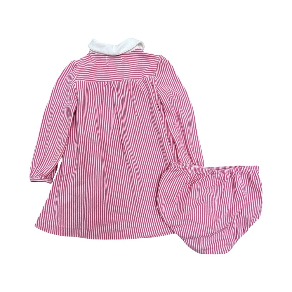 Ralph Lauren Baby Striped‎ Knit Dress w/ Bloomers Girls Size 12m Pink - Picture 2 of 3